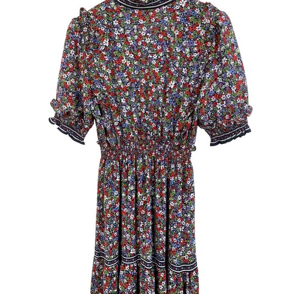 Max Studio Womens Floral Smock Granny Maxi Dress Size M Ditsy 8048 NWT Tiered - Picture 9 of 13